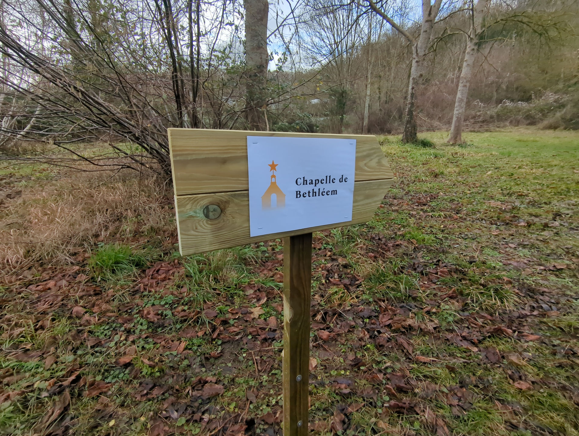 Installation d'un fléchage dans la forêt